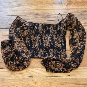 Caroline Constas Black and Brown Floral Blouse